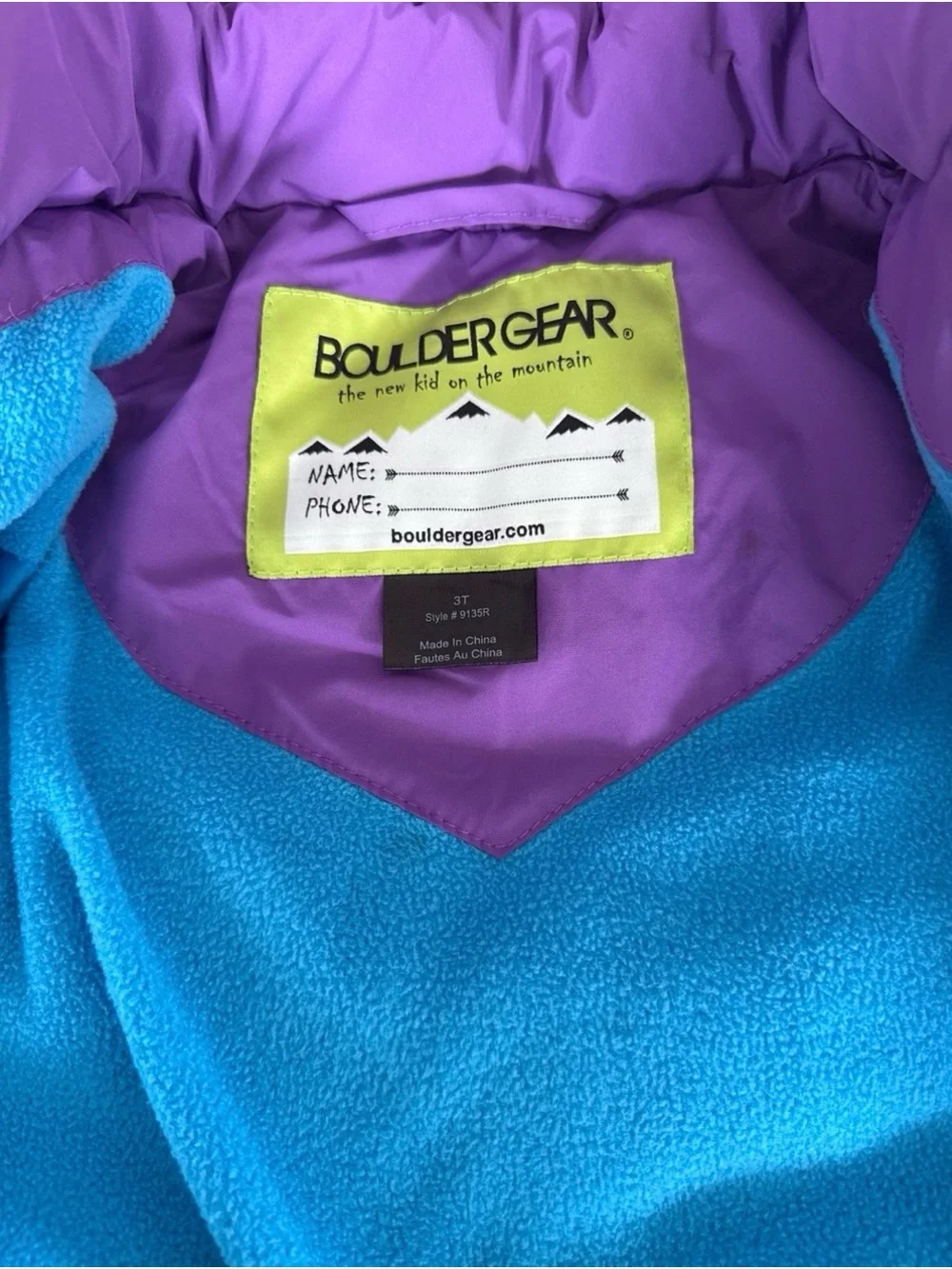 Children's Purple Hooded Puffer Jacket with Rainbow Zippers